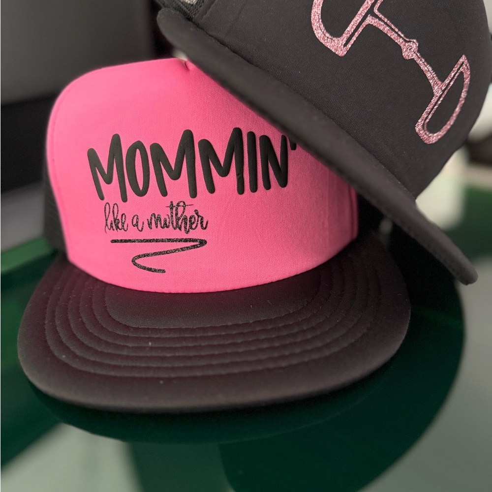 Pink and Black 'Mommin' Foam Trucker Hat